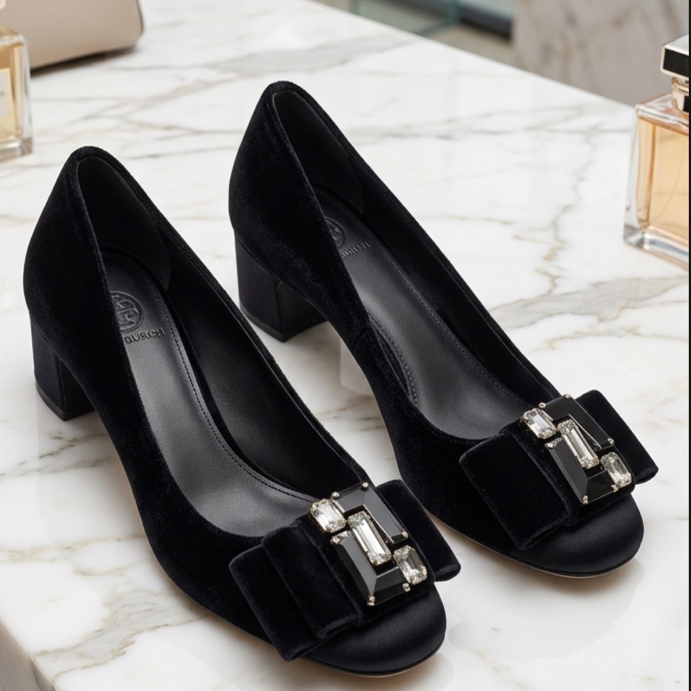 Tory Burch Velvet Block Pumps size 7